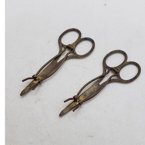 Set of 2 Vintage Gold Scissor Hair Barrette Scarf Clip Hair Sewing Collector main image 6
